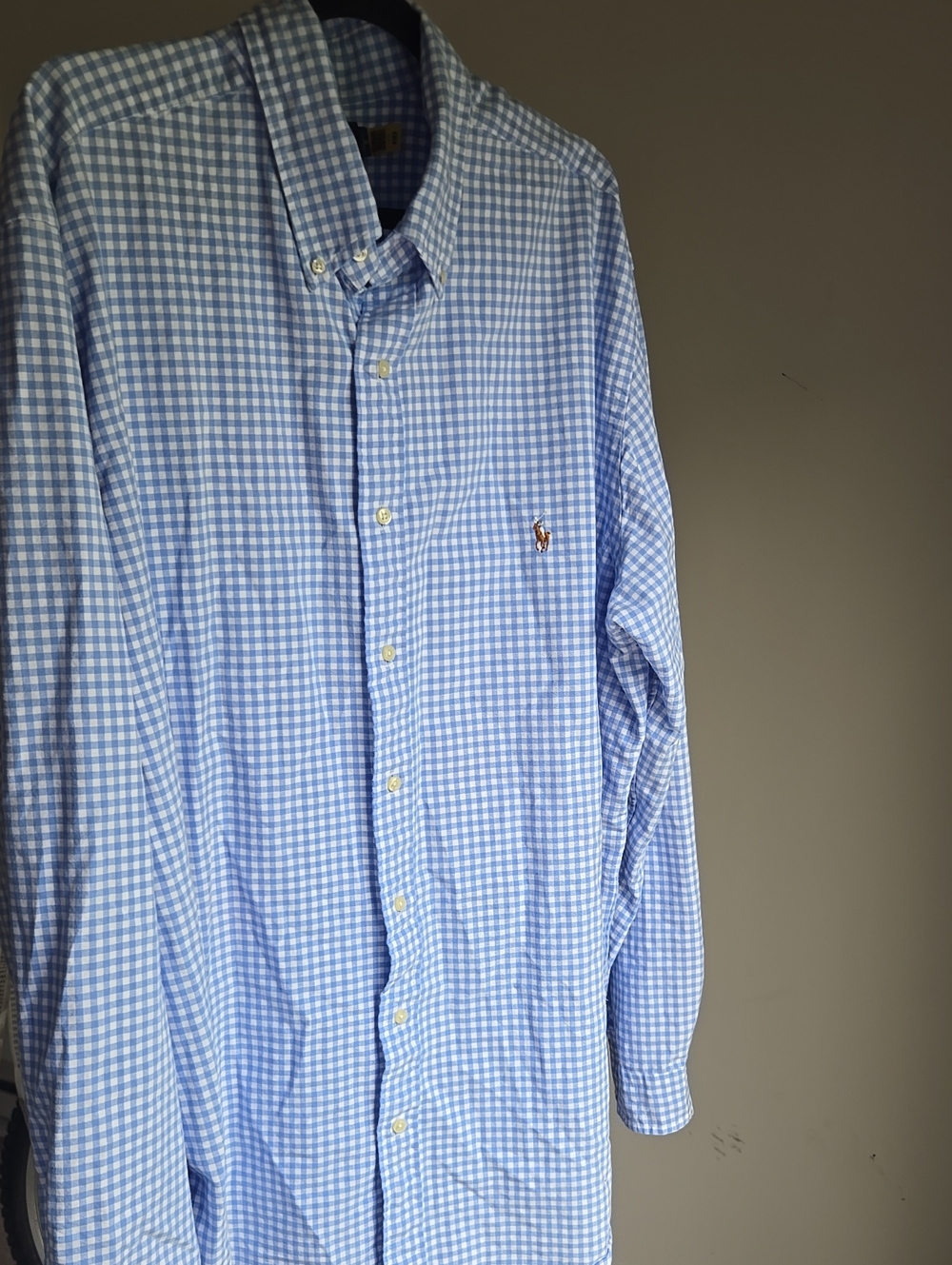 Mens Ralph Lauren Light Blue Gingham Button-Down Longsleeve Shirt Size:XXL